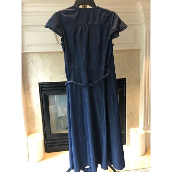 Draper James Women’s Blue Jean Wrap Style Short Sleeve Dress Size 6 - Picture 2 of 10
